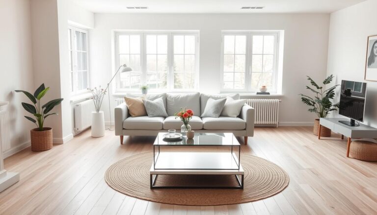 Illustration of Minimalist Scandinavian Small Space Layout