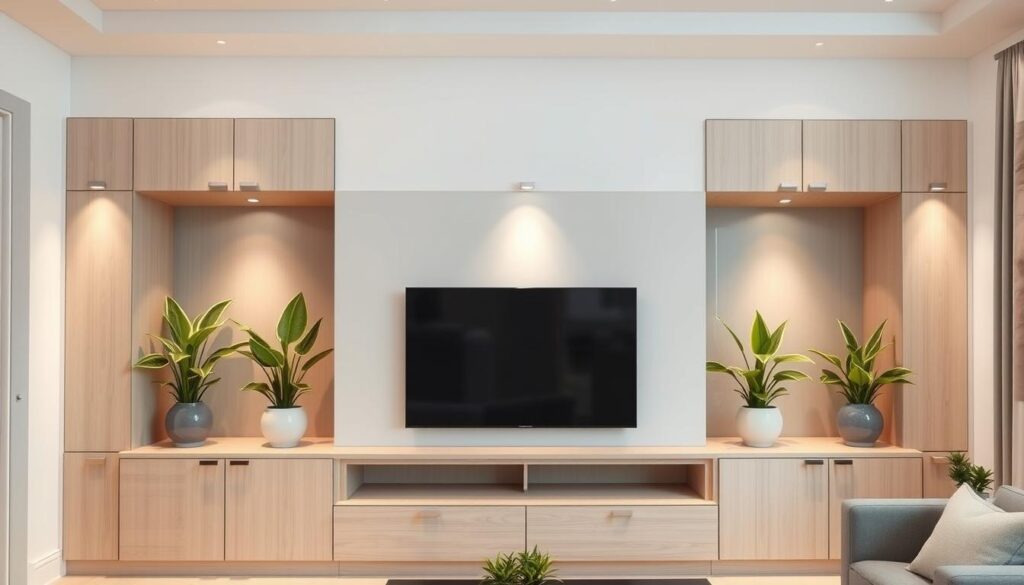 contemporary built-in media cabinets with plants and lighting contemporary built-in media cabinets with plants and lighting