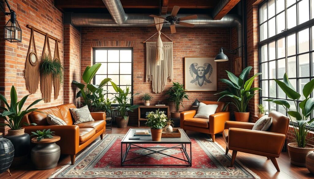industrial cozy boho living room inspiration