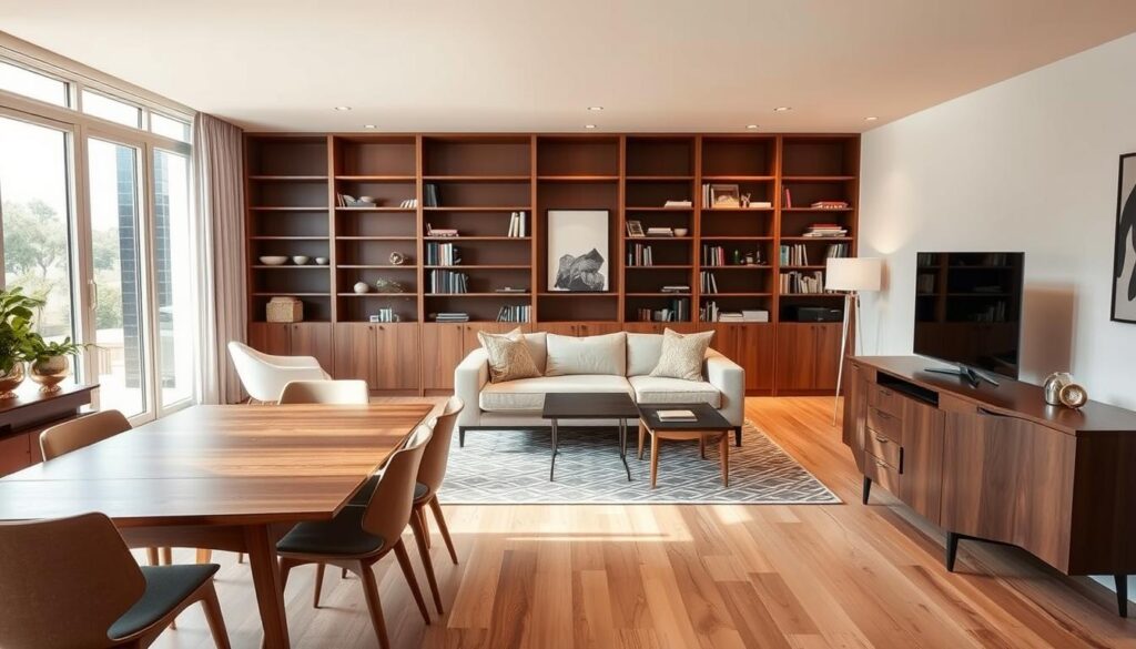 open concept living and dining room with storage solutions open concept living and dining room with storage solutions