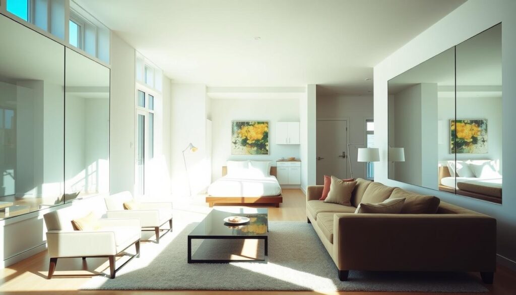 studio apartment design ideas with large mirrors and sunlight studio apartment design ideas with large mirrors and sunlight