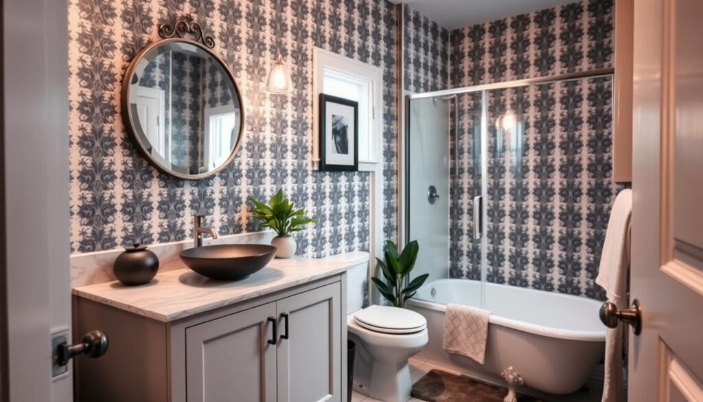 20 Rental Apartment Bathroom Decor Ideas Using Temporary Wallpaper