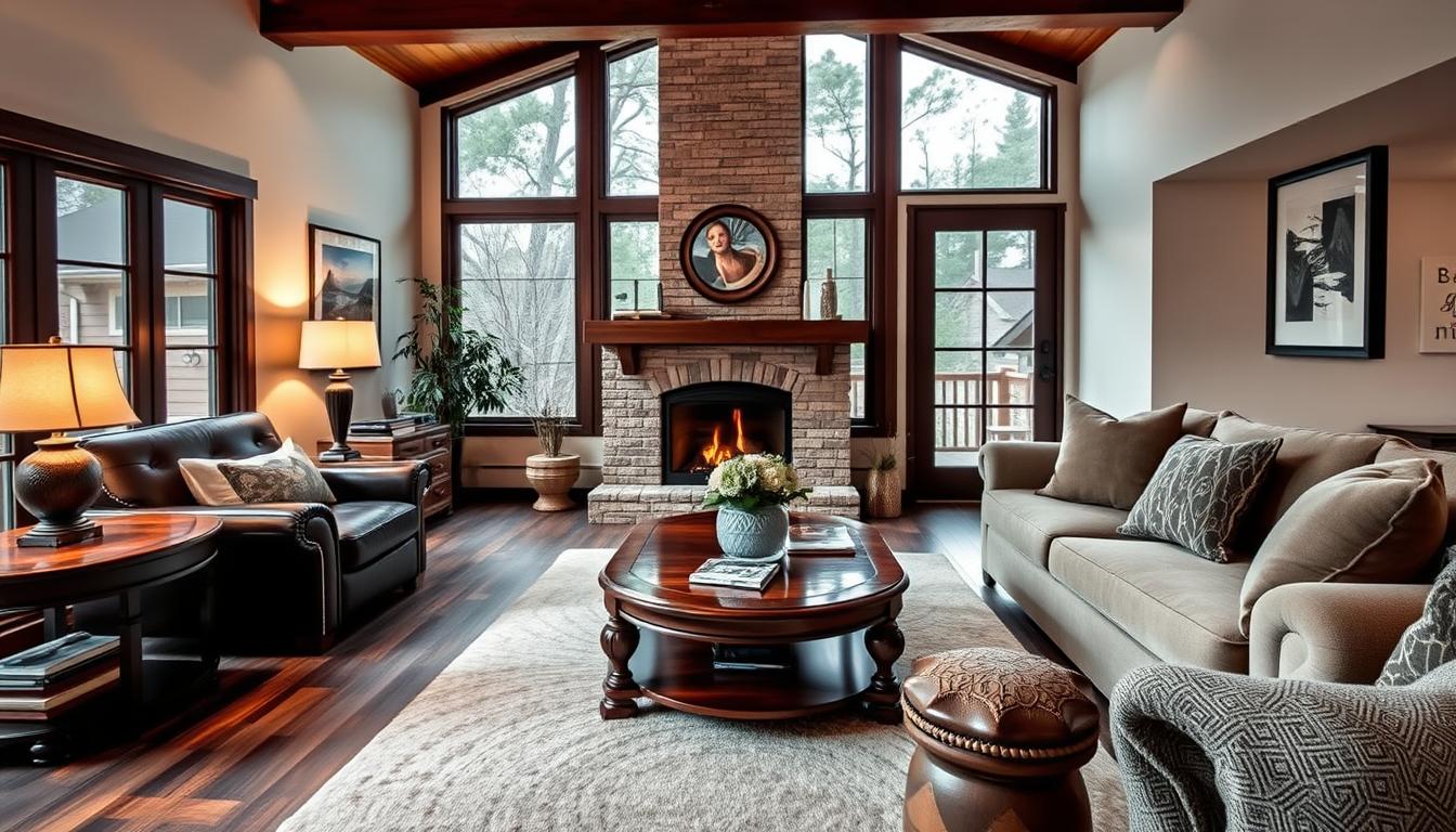 20 dark wood furniture living room designs