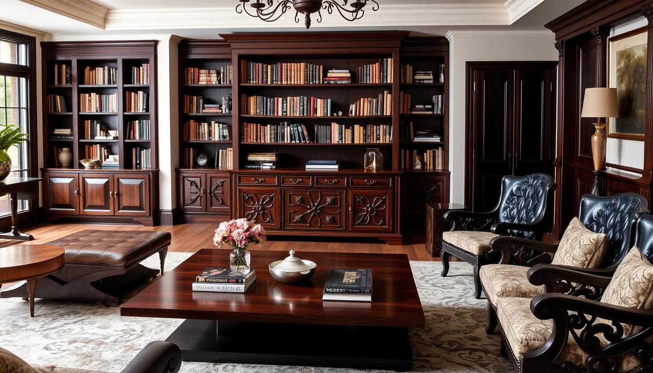 20 dark wood furniture living room designs