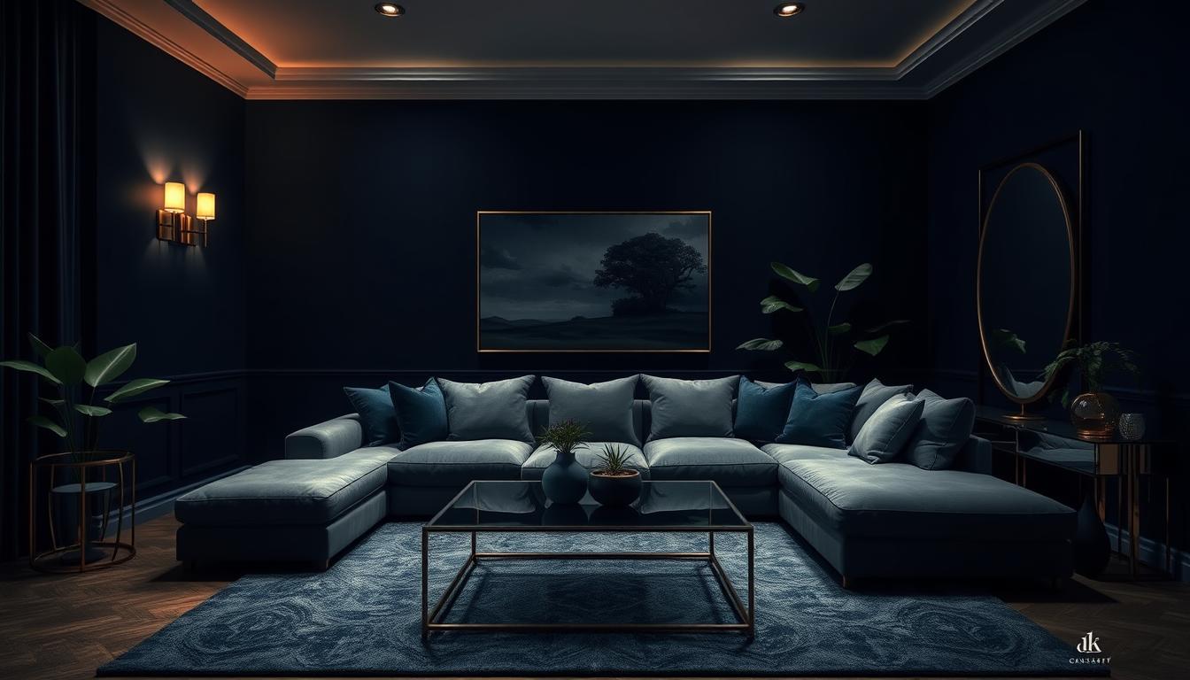 20 dark blue living room designs ideas