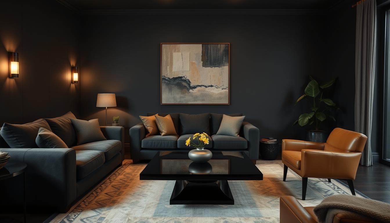 20 dark walls living room designs ideas