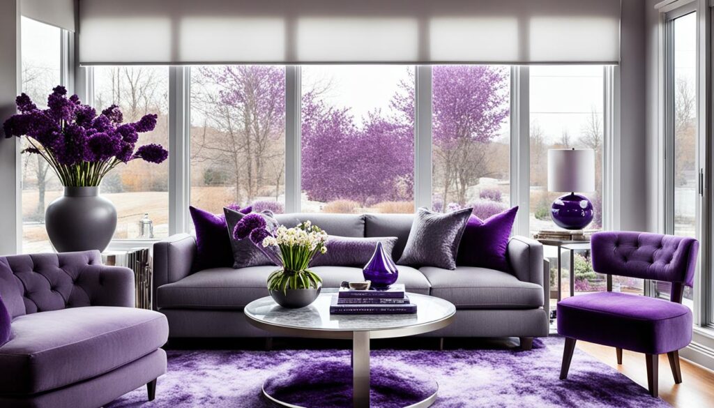 Grey and Purple Living Room