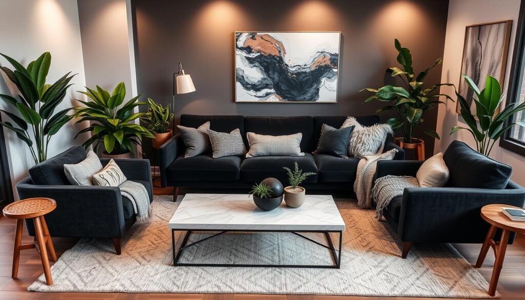 black cloud couch living room decor