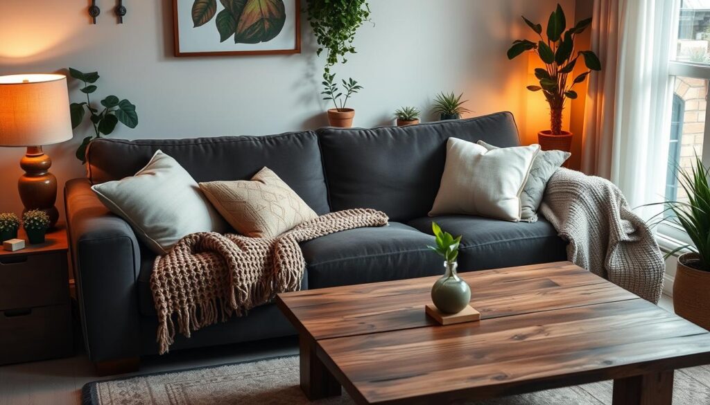 cozy grey sofa