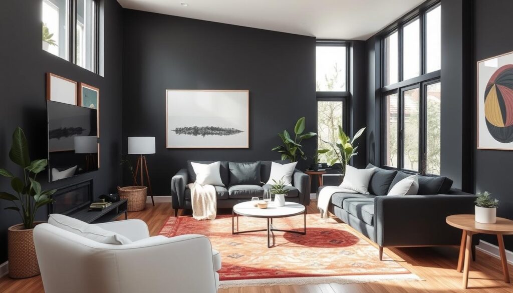 dark gray walls