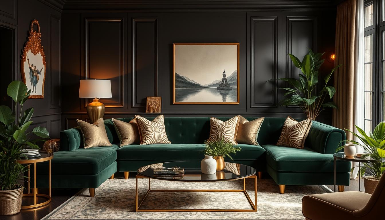 20 dark green velvet couch living room ideas