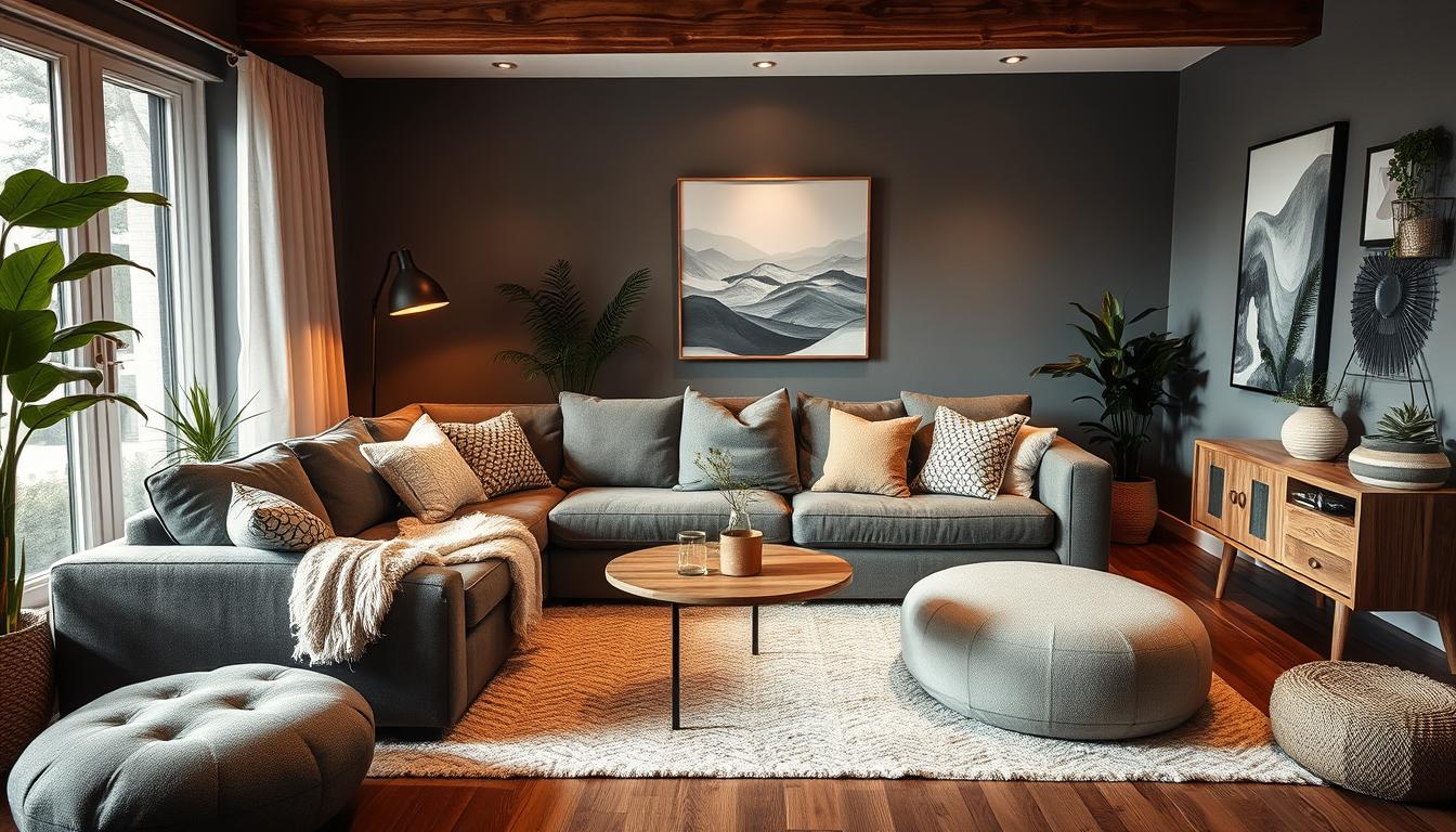 20 dark grey cloud couch living room decor ideas