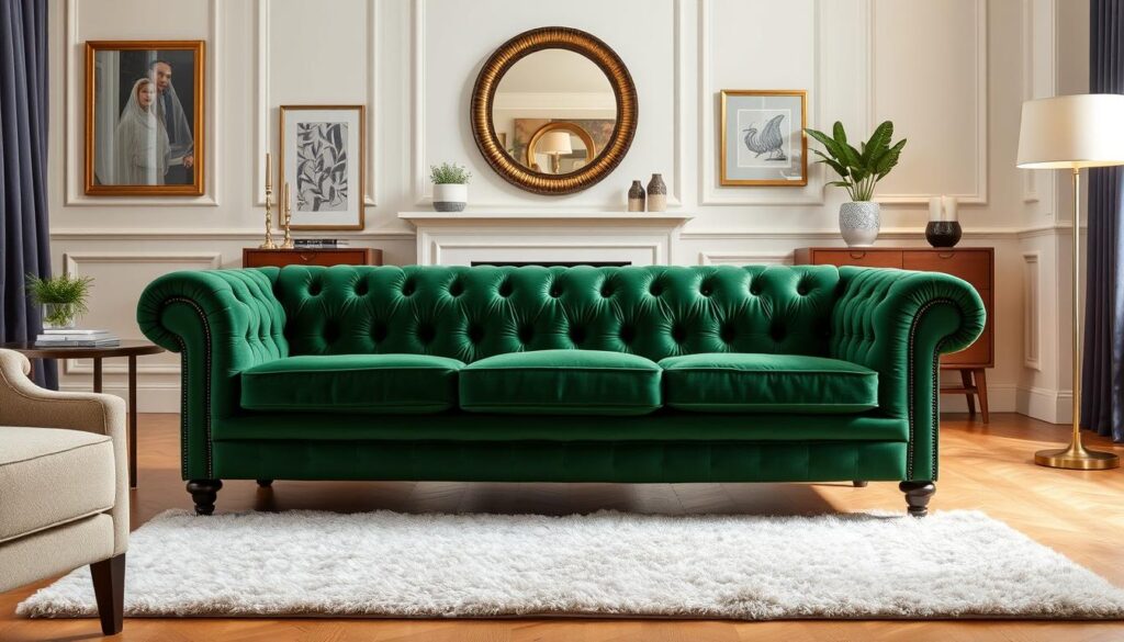 emerald green velvet chesterfield sofa