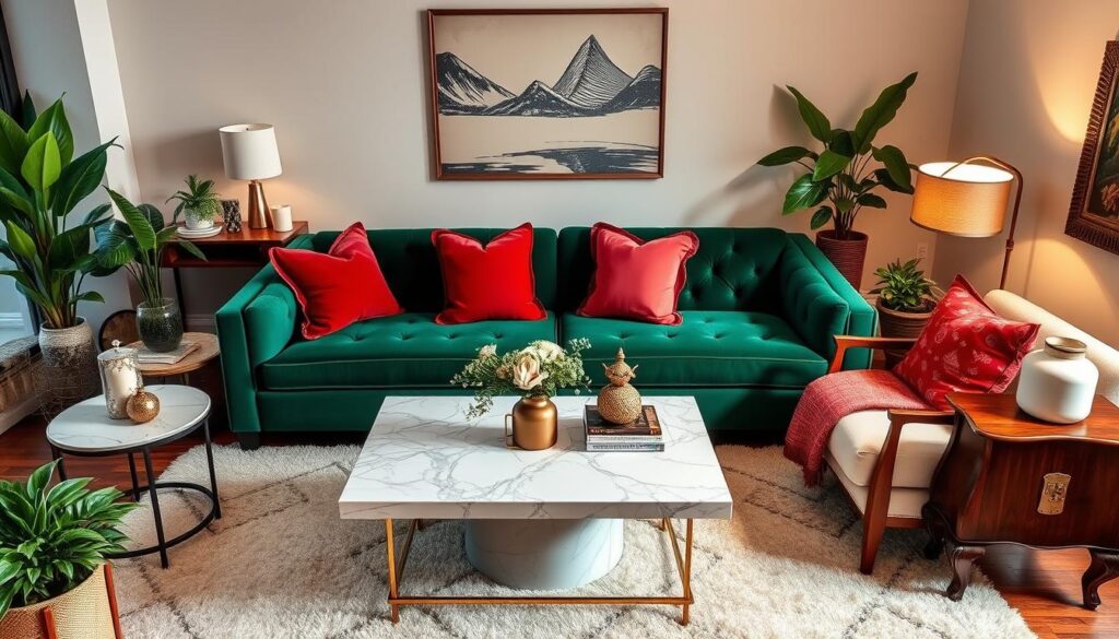 emerald green velvet couch living room ideas