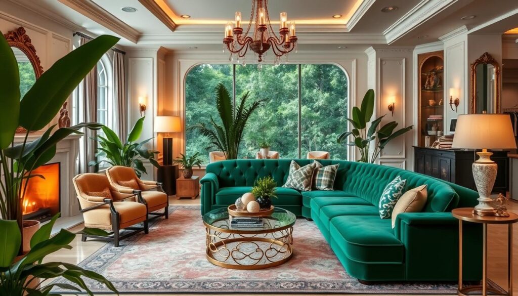 emerald green velvet couch living room ideas