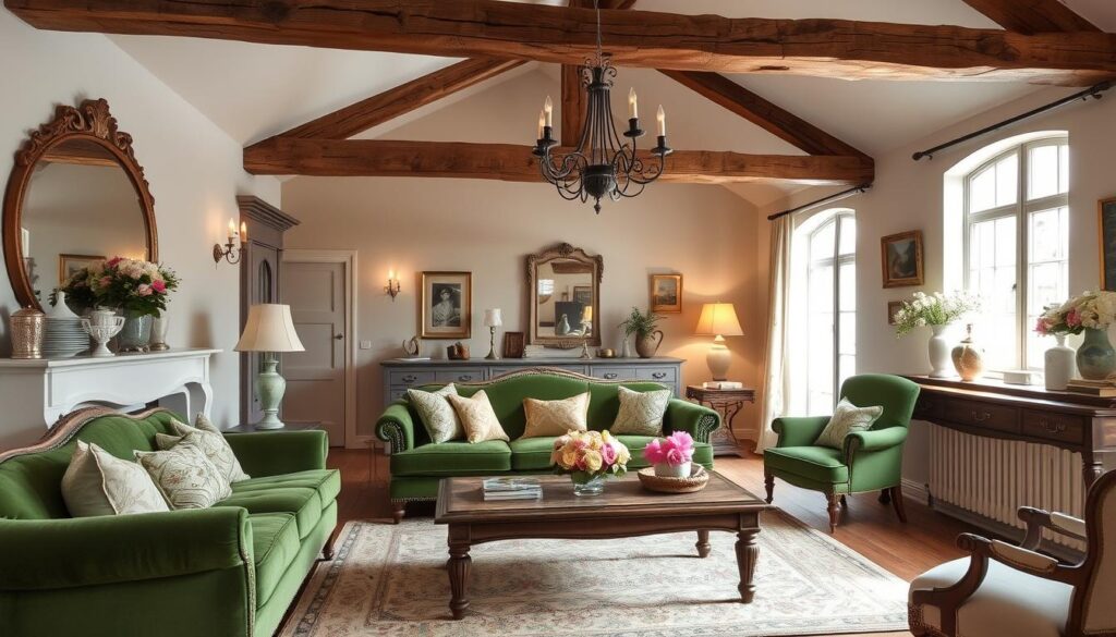 french country green velvet couch living room ideas
