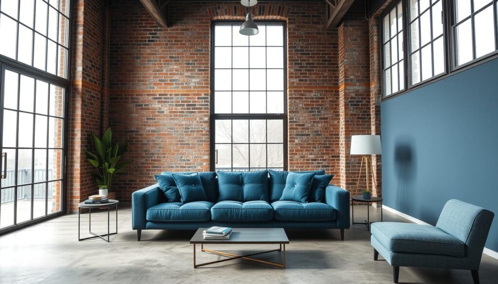 industrial blue and gray living room industrial blue and gray living room