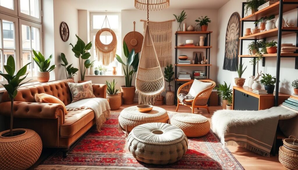 living room designs small spaces boho