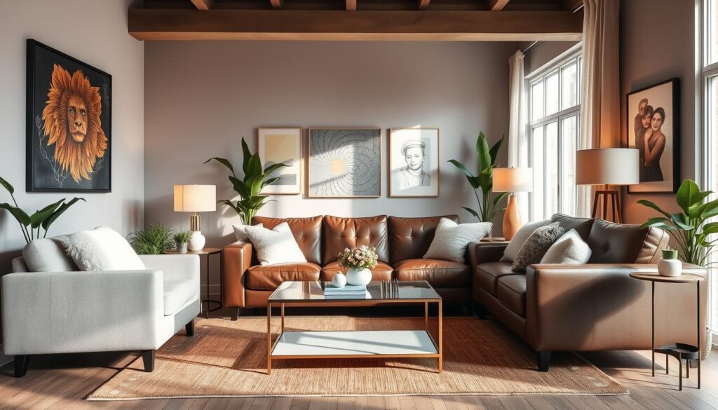 medium brown leather couch