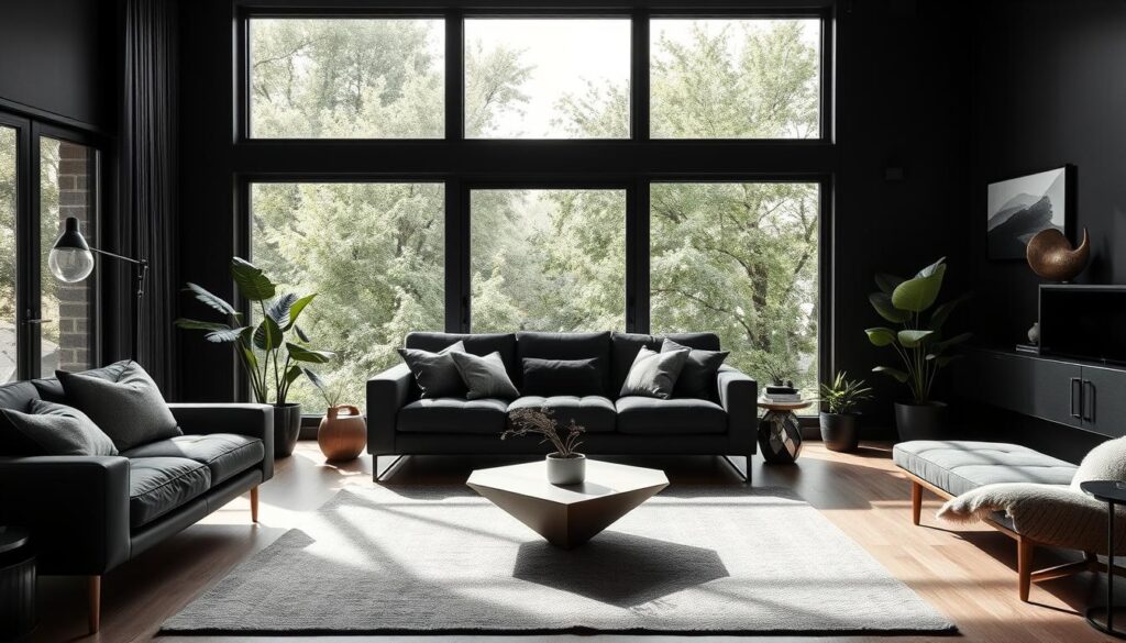 minimalist living room with monochromatic palette
