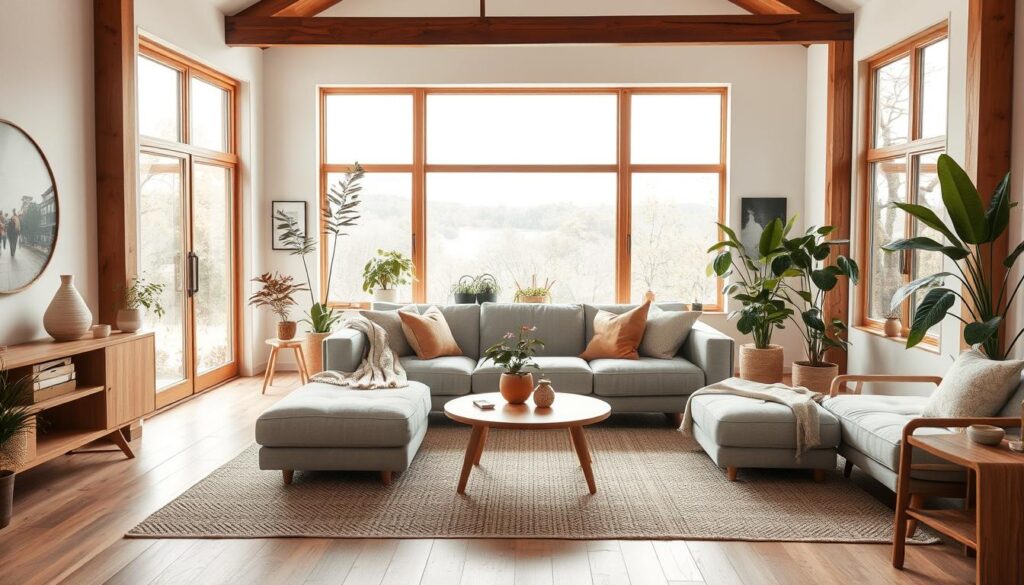 organic modern living room with grey couch organic modern living room with grey couch