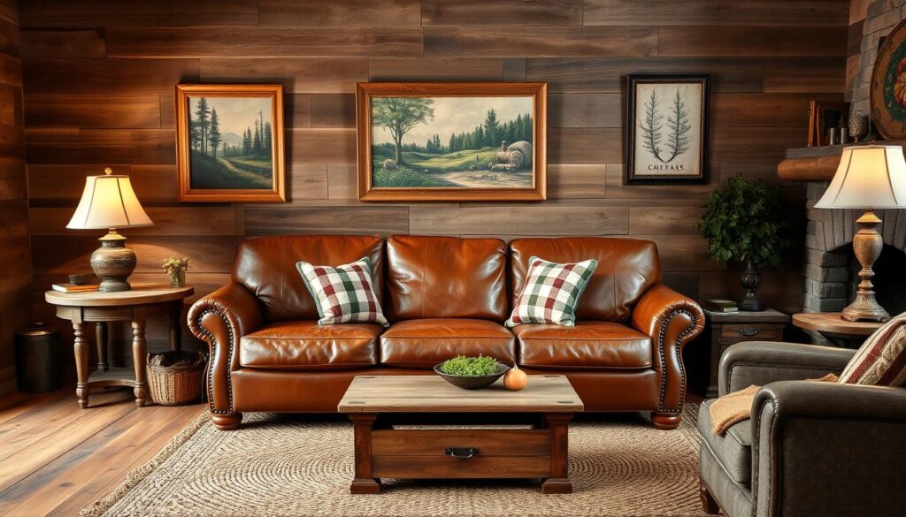 rustic and vintage-inspired living room