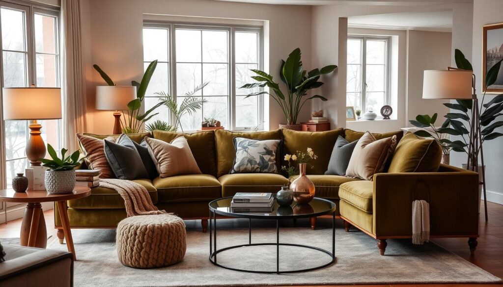 vibrant living room with olive green velvet couch vibrant living room with olive green velvet couch