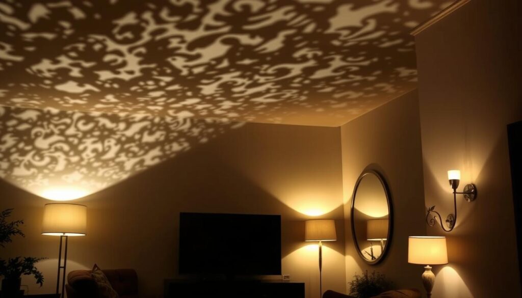 Dramatic overhead lighting accentuating intricate shadows and textural details. Soft side lighting casting a warm, intimate glow. Strategically placed floor lamps and wall sconces illuminating cozy nooks. A symphony of illumination, with each element working in harmony to create a captivating ambiance. Reflective surfaces, such as mirrored accents and metallic finishes, amplify the play of light and shadow. Subtle hues and muted tones set the mood, while playful, artistic fixtures lend a touch of whimsy. The interplay of light and shadow, form and function, elevates the space into a serene, yet visually engaging sanctuary. Dramatic overhead lighting accentuating intricate shadows and textural details. Soft side lighting casting a warm, intimate glow. Strategically placed floor lamps and wall sconces illuminating cozy nooks. A symphony of illumination, with each element working in harmony to create a captivating ambiance. Reflective surfaces, such as mirrored accents and metallic finishes, amplify the play of light and shadow. Subtle hues and muted tones set the mood, while playful, artistic fixtures lend a touch of whimsy. The interplay of light and shadow, form and function, elevates the space into a serene, yet visually engaging sanctuary.