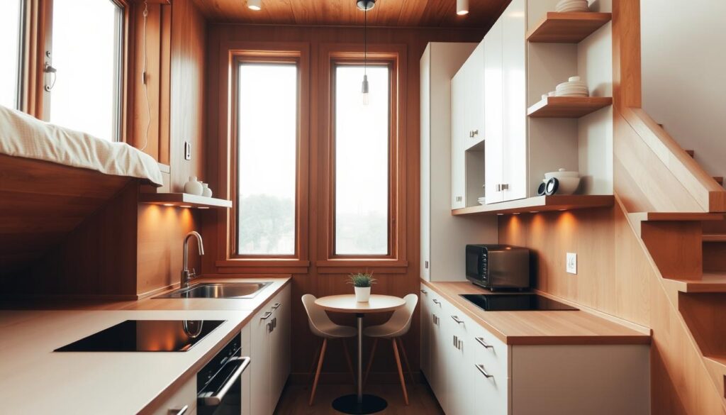 small kitchen under stairs ideas